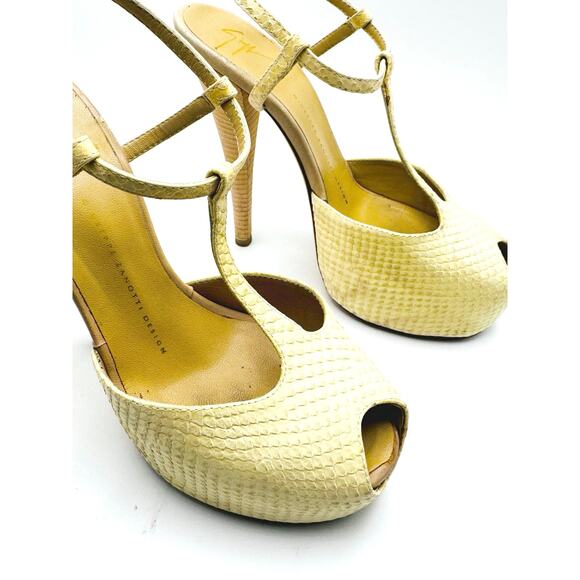 Giuseppe Zanotti Neutral cream Leather Animal Print T strap sandals Size 38 - Picture 8 of 11